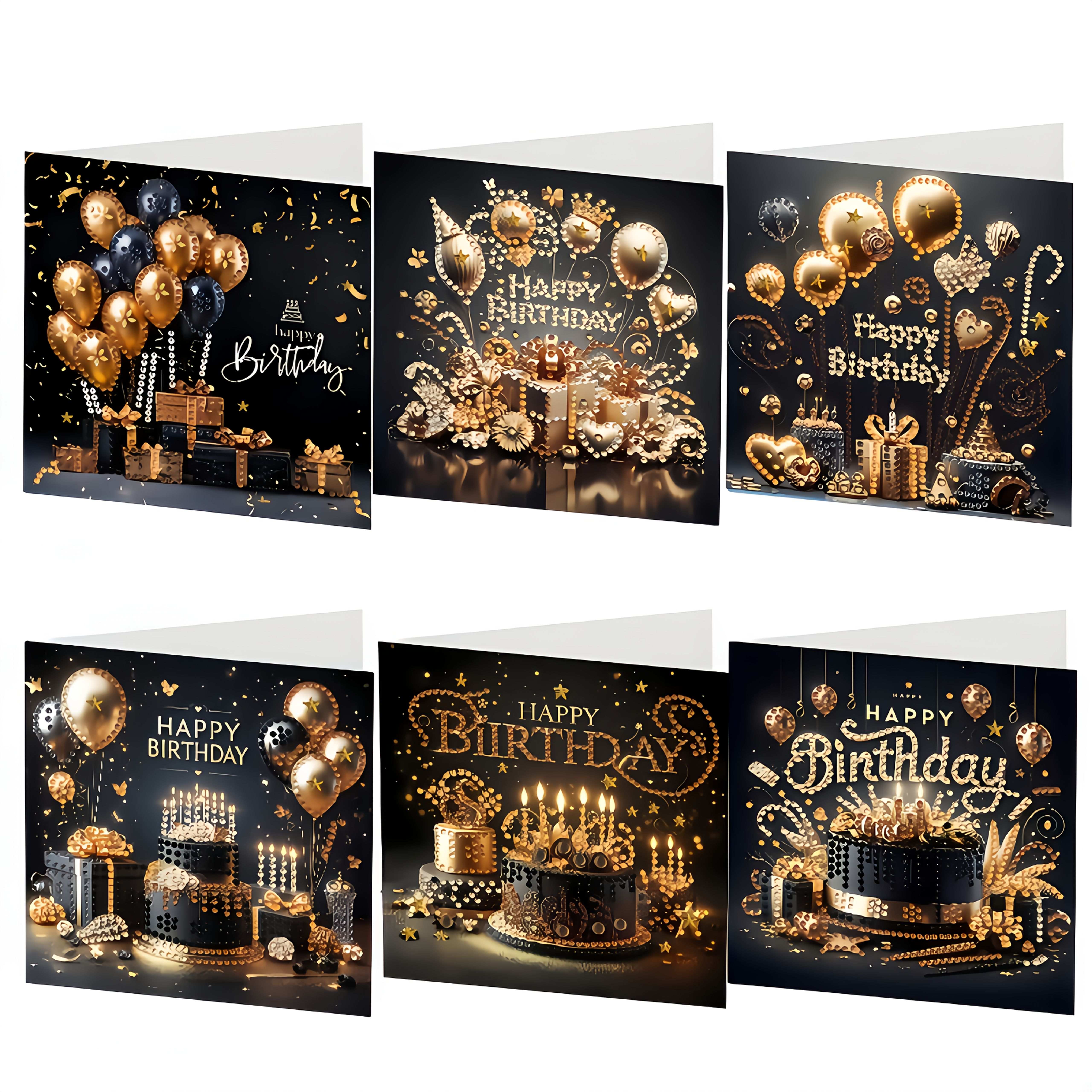 TEMU 6-teiliges handgemachtes Diamond Painting Set Geburtstagskarte, Happy Birthday Karte, Überraschung Geburtstagsgeschenk