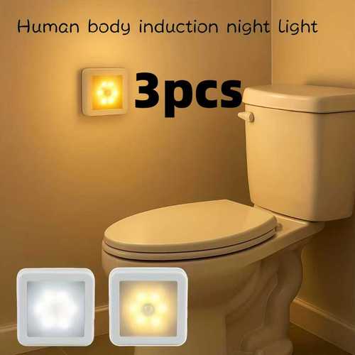 3 pack motion sensor wireless convenient 6 led lighting wall light 180 large range sensitive sensing soft light to at night without in the dark strong backing suitable for outdoor steps stairs