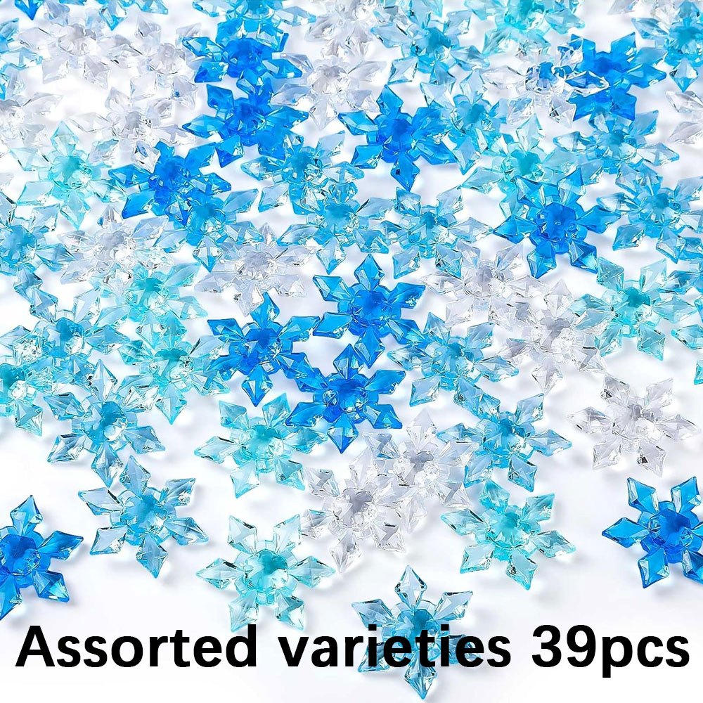 TEMU 39/115/230pcs Random Blue And White Autumn And Winter Acrylic Snowflake Shaped Non Beads, Christmas Beads & Bead Assortments, Spacer Beads, Used