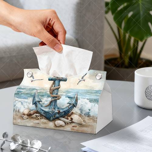 1pc tissue box vintage design of a coastal scene with ideal for use room bedroom or office