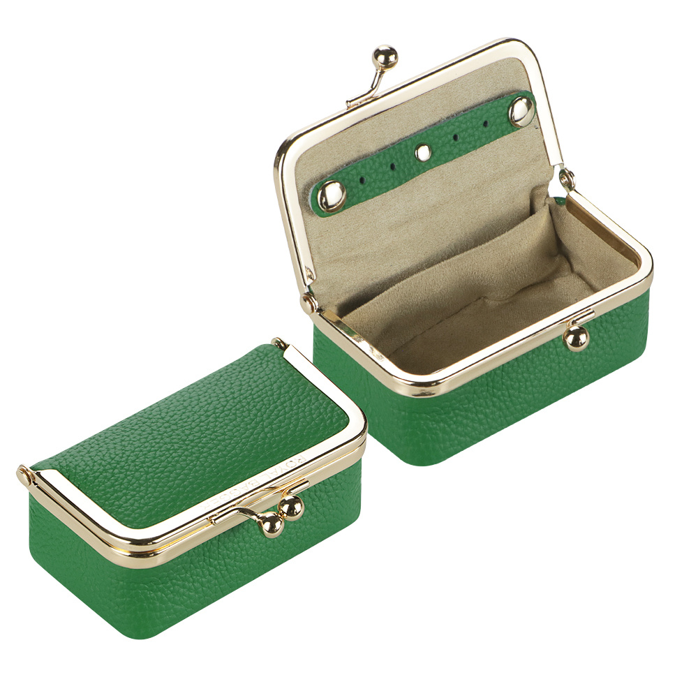 Image of Royal Bagger Genuine Mini Jewelry Box For Women, Organizer Case For Rings, Necklaces And Earrings With Kiss Lock Coin Purse 3203