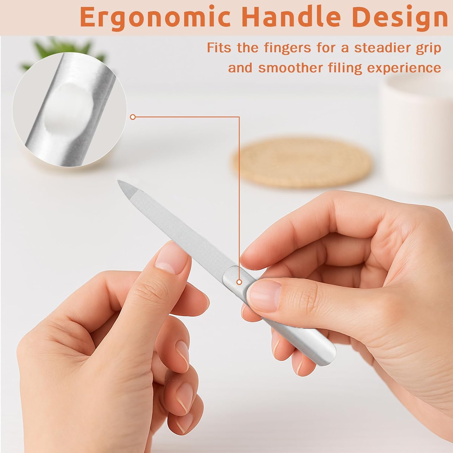 4pcs Stainless Steel Double-Sided Nail Files, Durable Tools