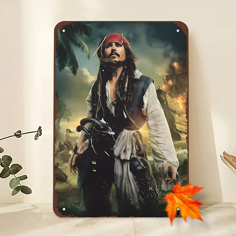 TEMU 2D Plat - Panneau & Plaque Décorative 2D Plat 1pc Panneau Métallique Vintage sur le Thème des Pirates, Art Mural Cadre pour Salle à Manger,