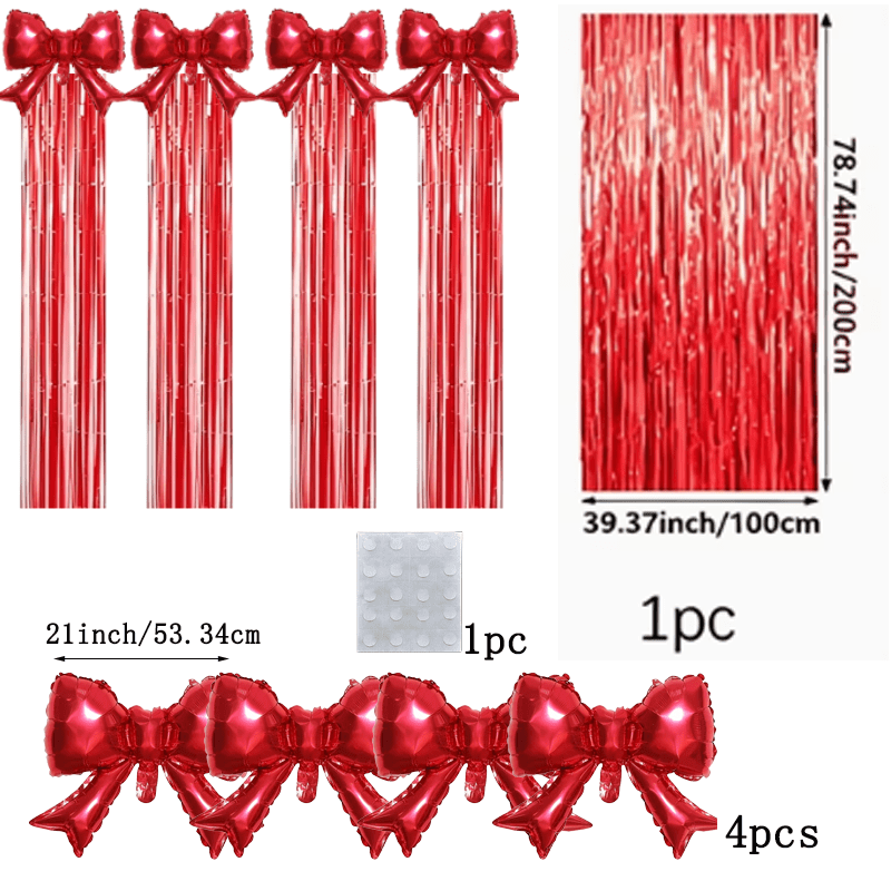 TEMU Red Bow Rain Ribbon Set, Suitable For Birthday Parties, Weddings, Anniversaries, Event Celebration Decorations, Shower Parties, And Valentine's