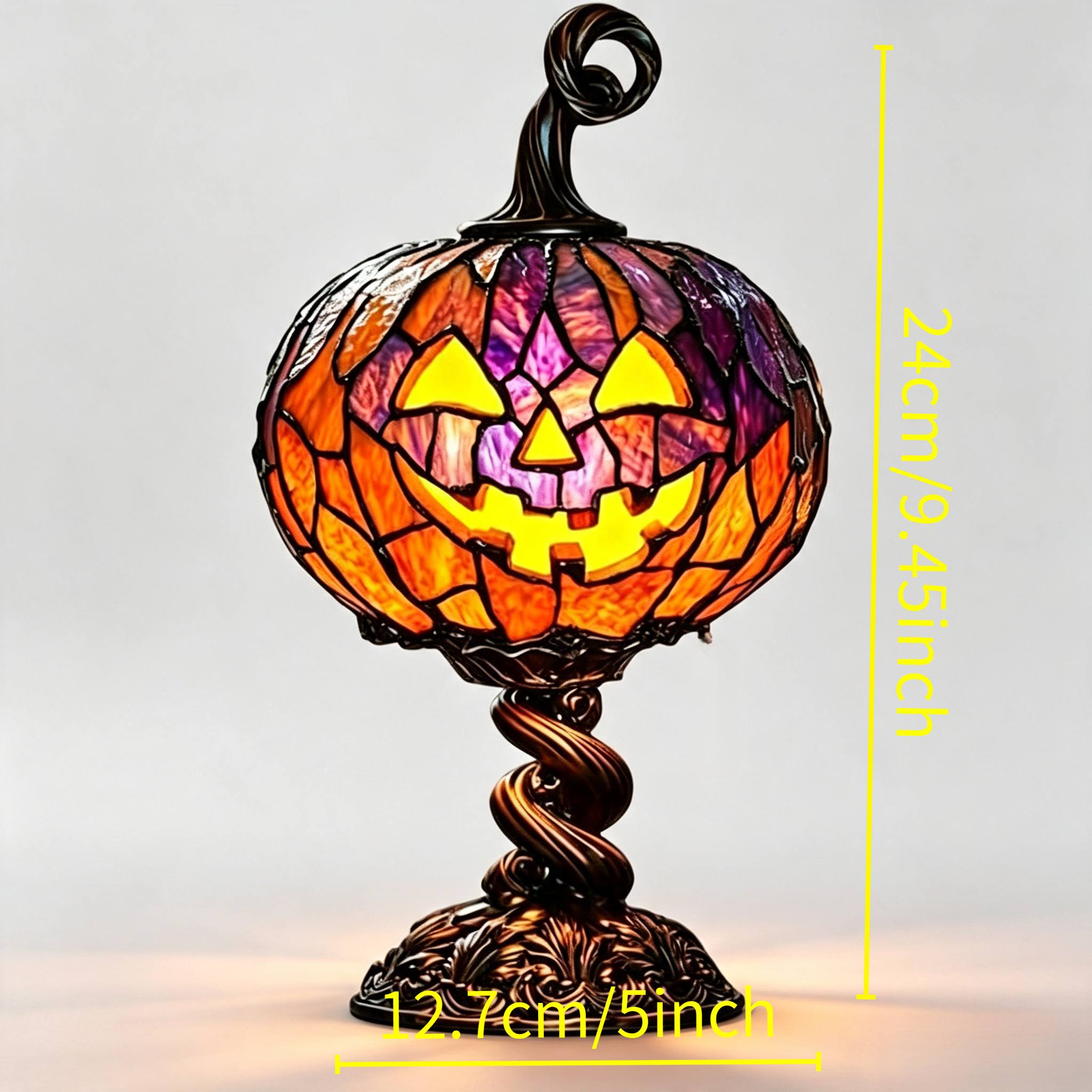 TEMU 1pc Handmade Tiffany-style Pumpkin Night Light, Colorful -o'-lantern, Usb-powered Decoration, Suitable For A Spooky Atmosphere At Halloween