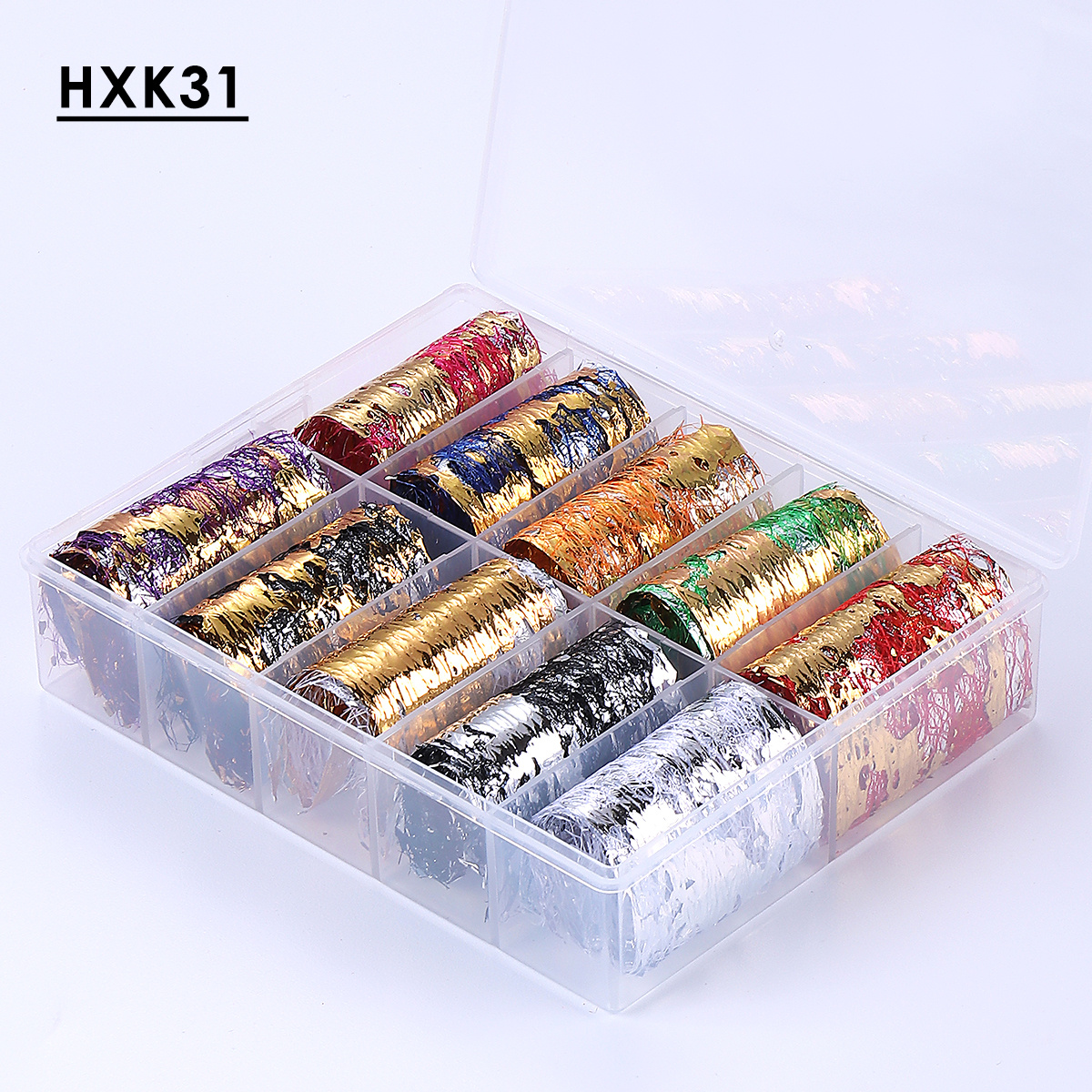Image of 10 Rolls/ Box Golden Silvery Leaf Nail Art Foils Net Copper Paper Design Jewelry Elegant Lace Retro Decor Manicure Accessories