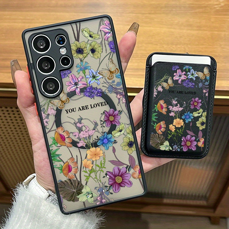 TEMU Phone Case: 2pcs Set Creative Sunflower Pattern Magnetic Phone Case & Fashionable Luxury Artificial Leather Magnetic Property Multi-functional