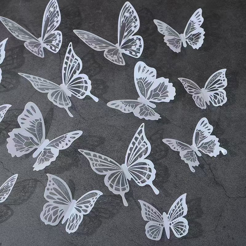 Image of 18pcs 3d Layered Wall Decals Compatible For 3d Layered Wall Stickers - Black & White Cutout Wall, Plastic Peel And Stick Wallpaper For Room,, Wedding, Decor - Install, Removable, -free Removal