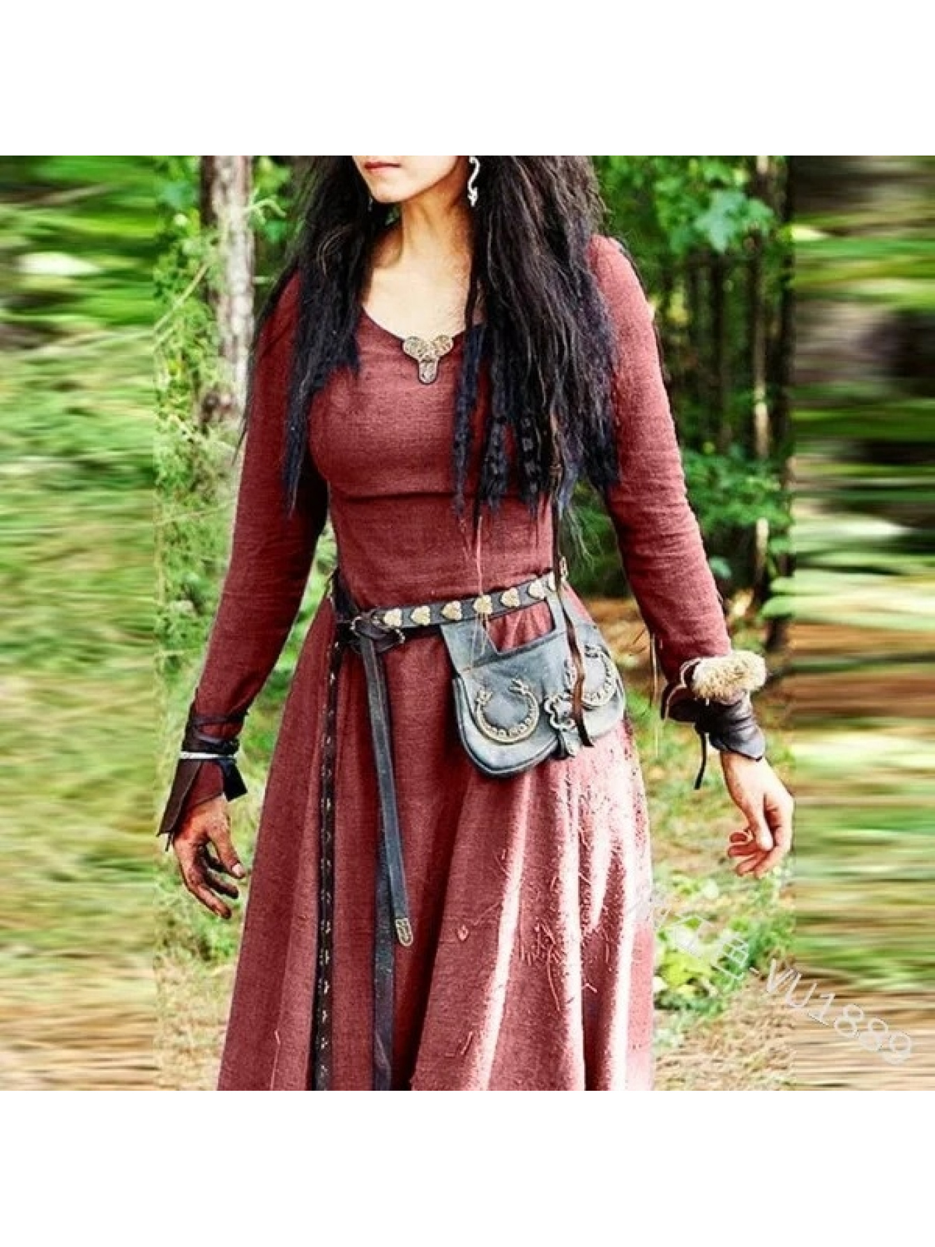 plus size womens medieval renaissance long dress crew neck