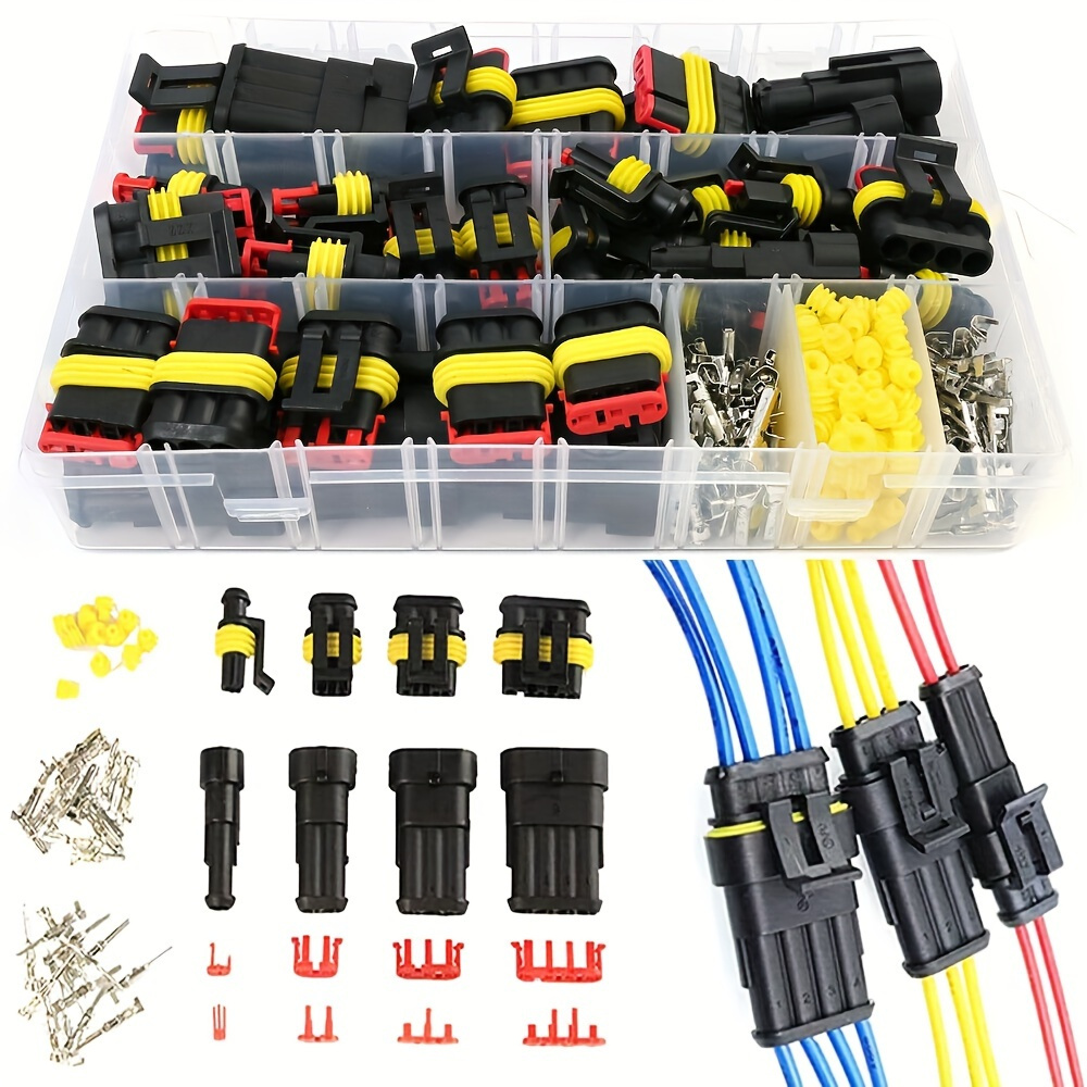 TEMU 352pcs Waterproof Automotive Electrical Connector Terminals Kit - Durable 1/2/3/4 Pin Wire Plugs For Car Repair And Maintenance - And Use