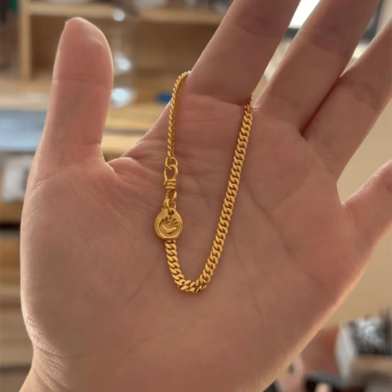 TEMU A Cuban Link Bracelet For Women Featuring A Golden Pendant, Designed For Festive Occasions And Suitable For Year. This Stylish And Versatile