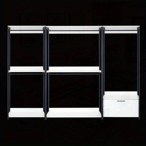 white freestanding system with metal frame wood shelves multi tier customizable storage organizer for clothes space saving design for bedroom closet small spaces bedroom organization sleek material