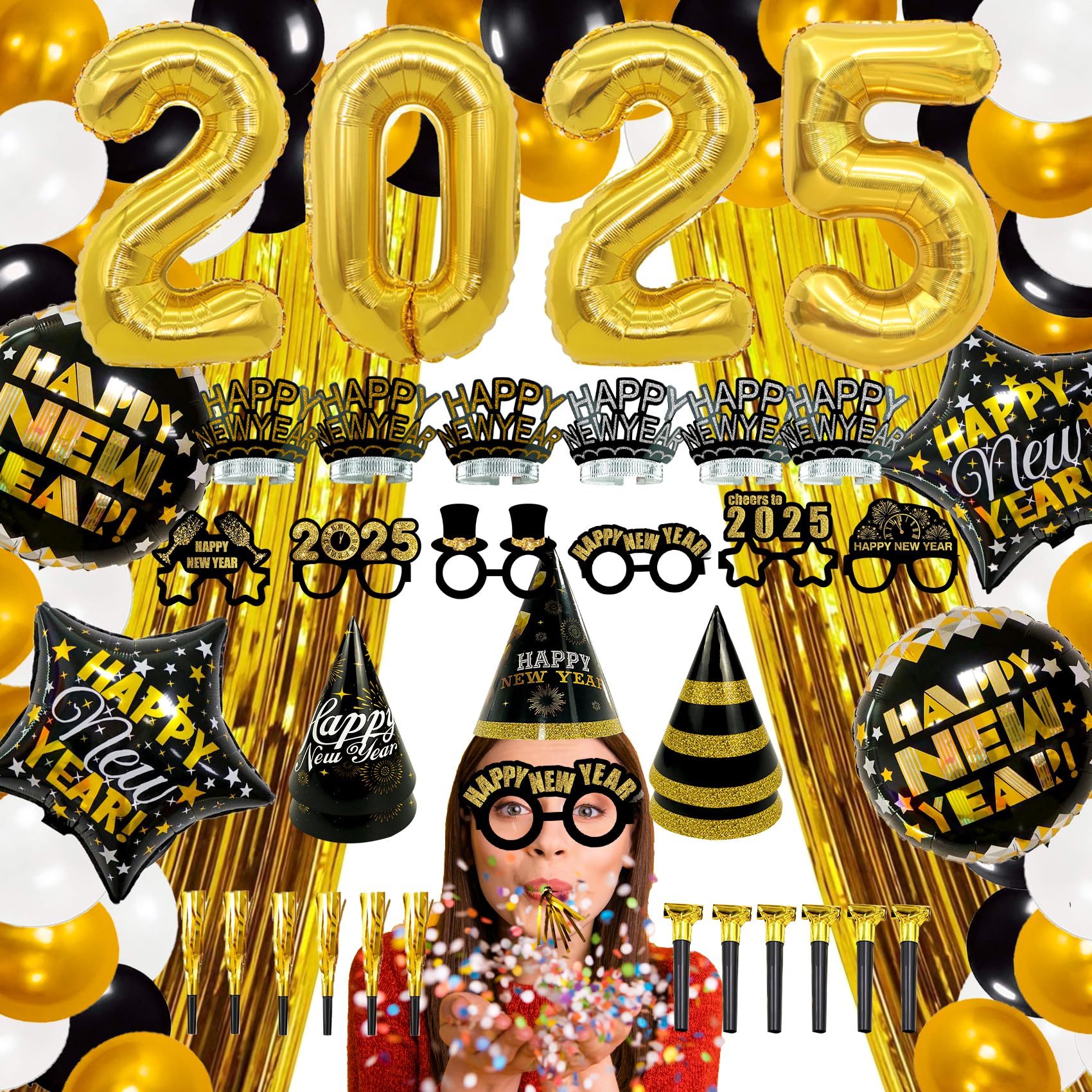 

70pcs 2025 New 's Eve Decorations Set, & Decor, , (headbands, Tiaras, , , ), For Backdrop Kit