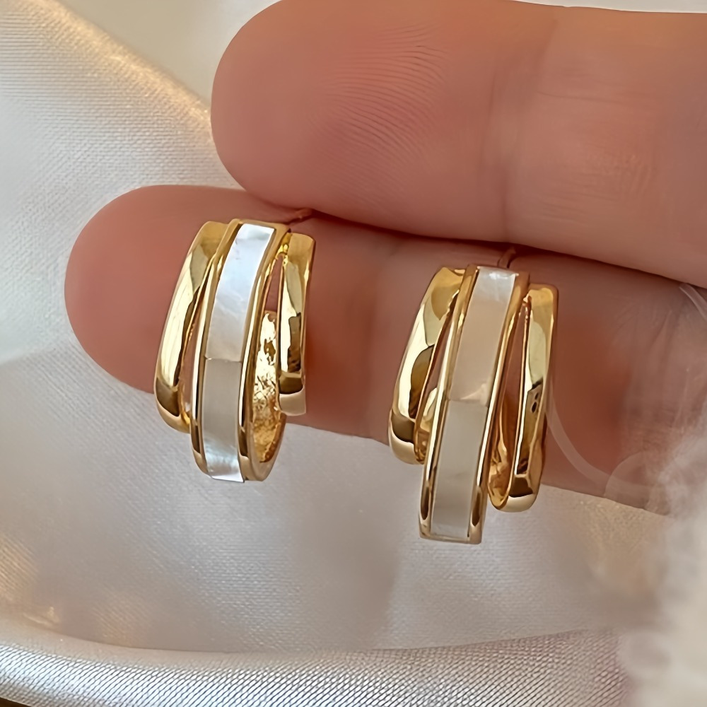 TEMU Pendientes elegantes y de moda para mujer, con incrustaciones artificiales, pendientes de C, pendientes de boda y , joyería para uso diario,