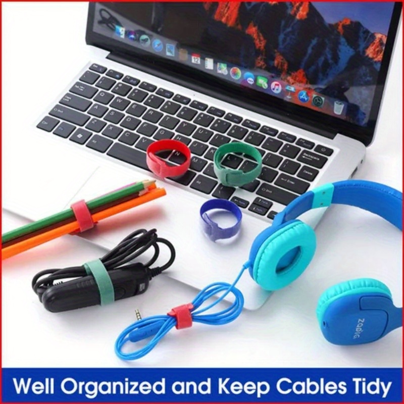 15pcs Multi-Color Nylon Hook & Loop Cable Ties