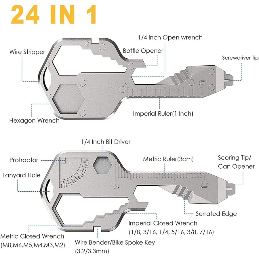 Multifunctional Key Shaped Multi Tool, 24-in-1