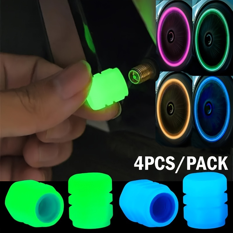 

4pcs Vibrant -the-dark Tire Valve Caps For Cars, Bikes & Motorcycles - Hexagon Shape, Abs, Options, Vehicle Accessories|stylish Wheel Accents| Glow Caps, Tire Caps