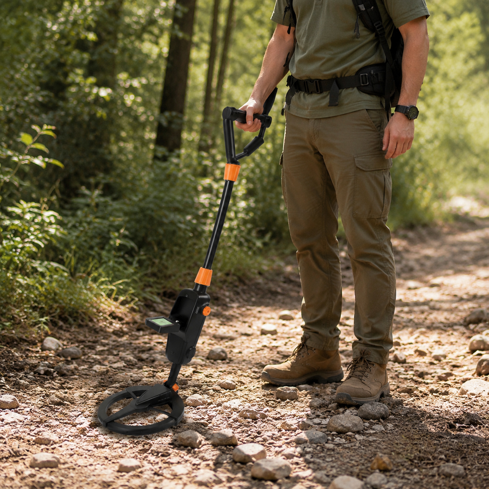 Image of Metal Detector With Lcd, Golden , , Detector, Sensitive Metal Detector With Carrying Case And Digger