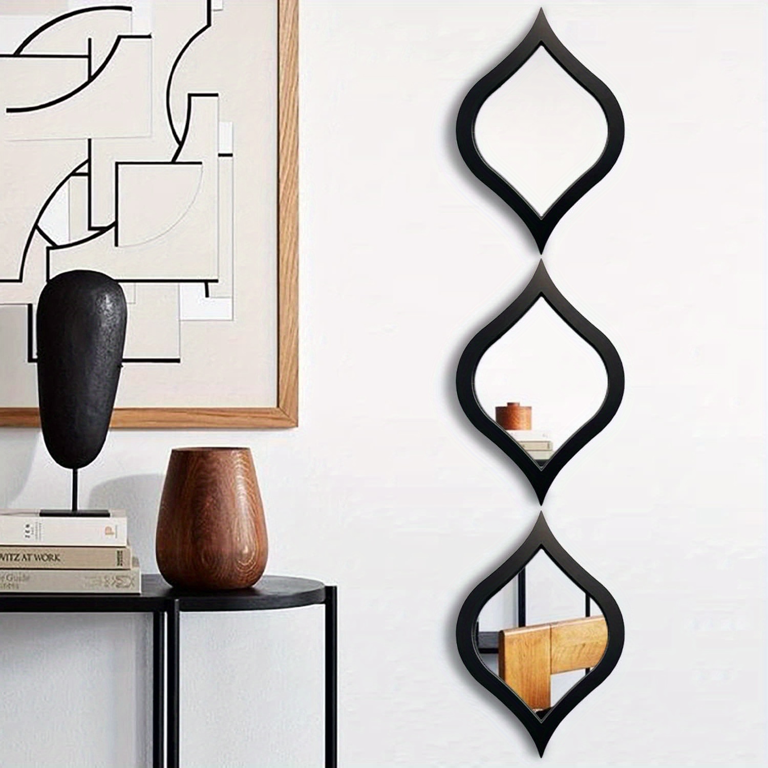 E-shop 3er-Set Acryl Spiegel Mid-Century Modern Tropfen Spiegel Wanddeko, Schlafzimmer Wohnzimmer Deko Bohemian Mond Wanddeko Home Deko Bohemian