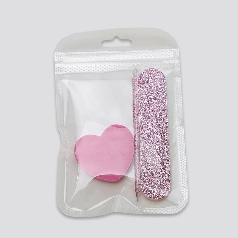 Image of This Nail Art Kit Contains 90 Items, Featuring 30 Nail Files And Transparent Bags, As Well As Glittering , Heart-shaped Sponges, And Odorless Nail Tools, Ideal For Presents And Personal Use