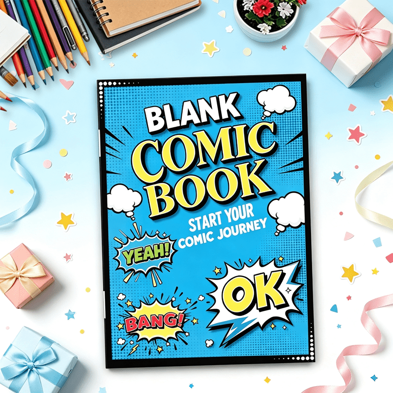 TEMU Blank Comic Book For Adults, Create Your Own Strip Notebook, 32 Pages Blank Comic Panels With And Explosion Frame Templates, Draw Your Own And