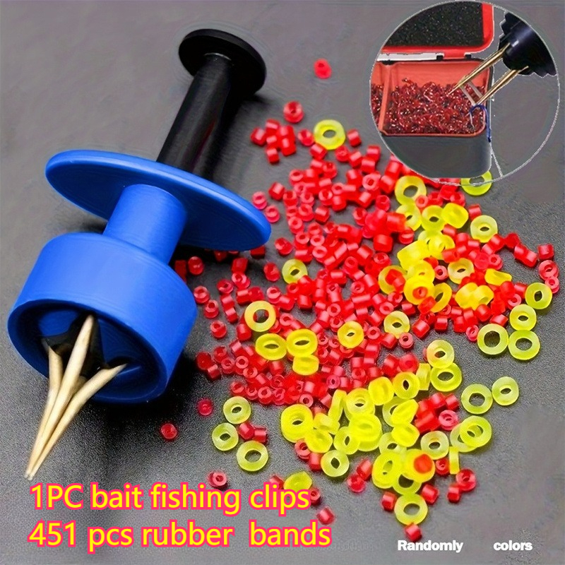 E-shop Ein Angelclip mit 451 elastischen Gummibändern, entworfen für Wurmboxköder, geeignet zum Handbinden von Pelletködern für Süß- Salzwasserangeln,