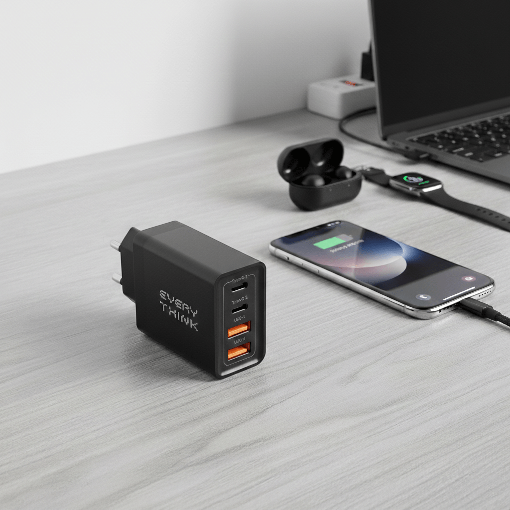 4-Port USB A+C Wall Charger Block: 10W Fast Charging Adapter with 2 USB-C & 2 USB-A Ports, Compatible with iPhone 16/15,, iPad