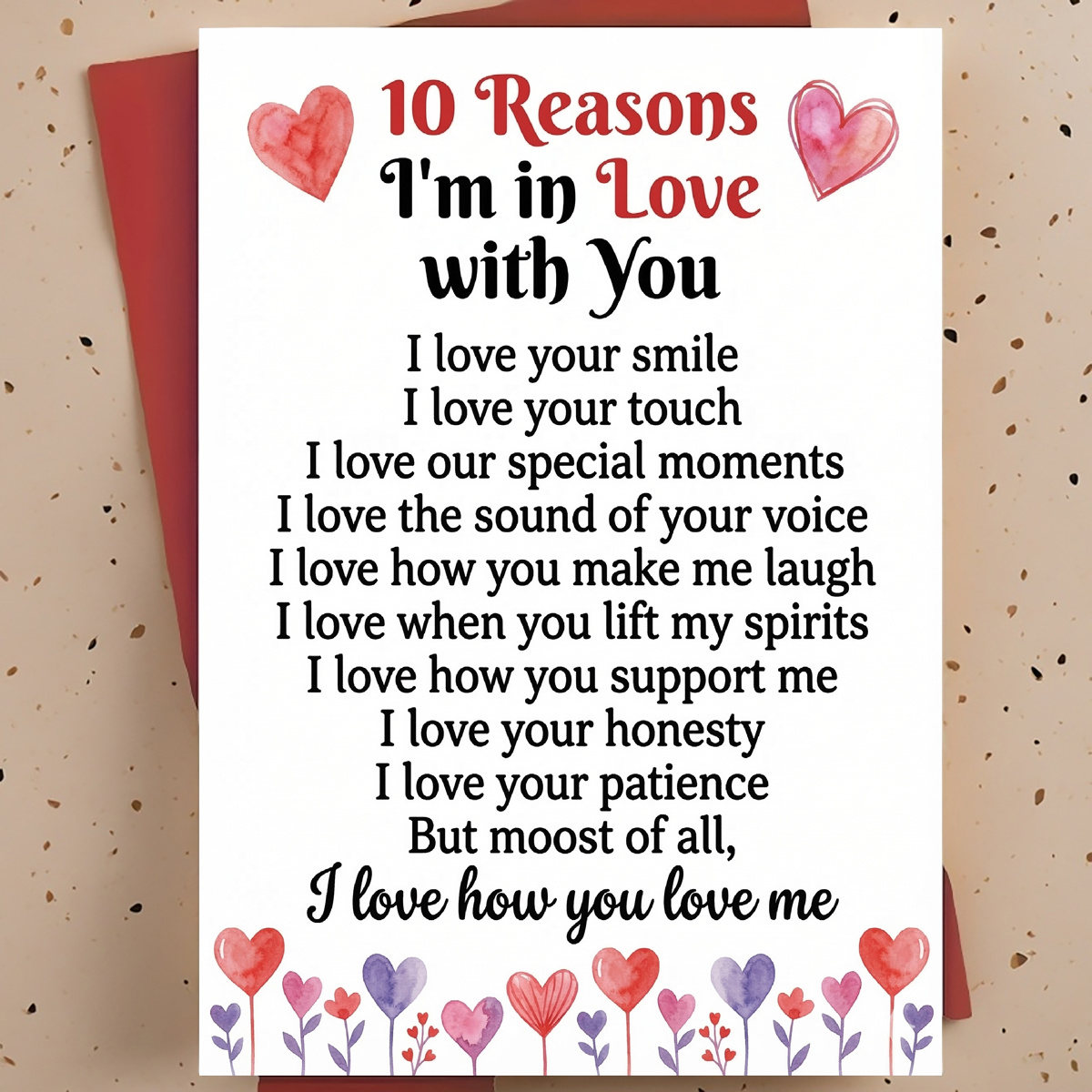 TEMU 1pc Perfectromantic Love Card Listing 10 Love With You Perfect Gift For Couples Anniversaries Valentines Day Or To Your Feelings