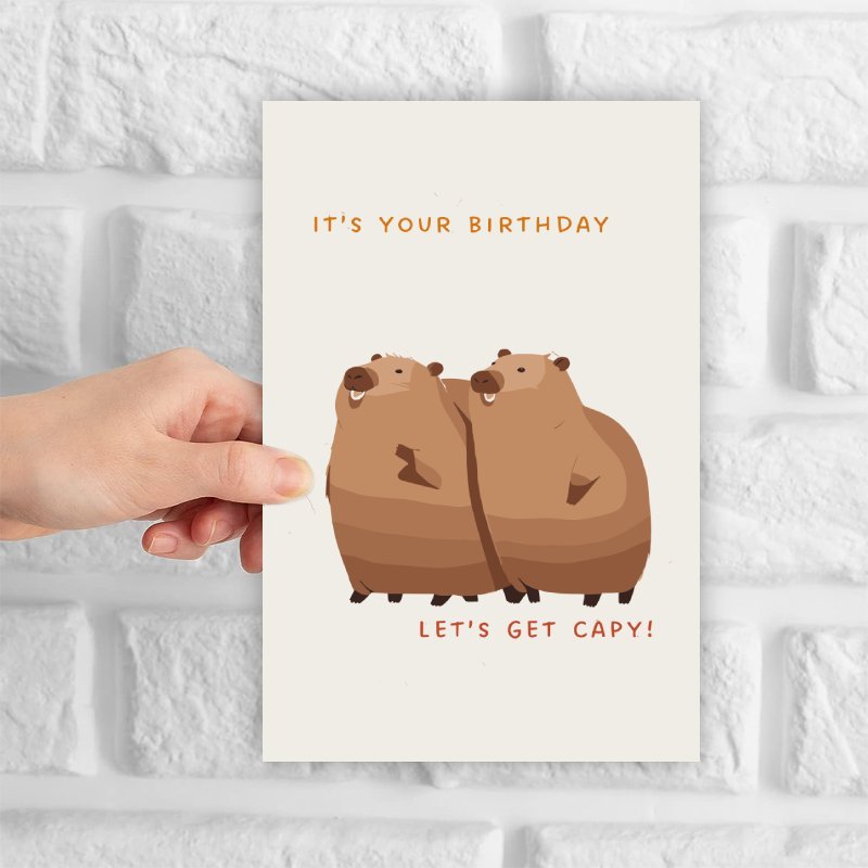 Capybara Geburtstagskarte – Lustige Happy Birthday Karte Mit Capybara Motiv