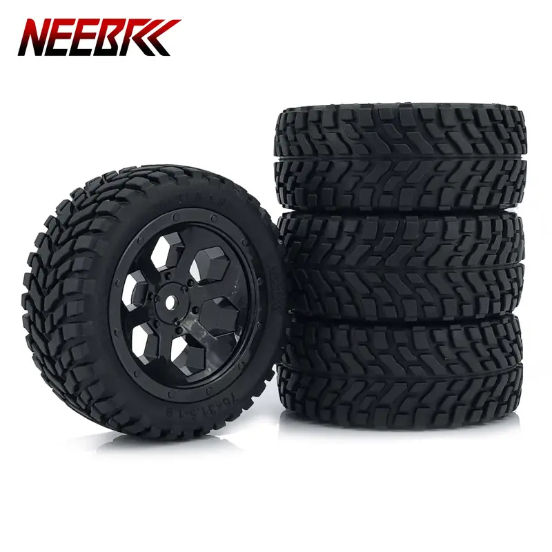 4pcs Pneus de Voiture RC, Roue Pneus en Caoutchouc avec moyeux pour RC 1/10 Voiture à chenilles Tout Terrain 4pcs Pneus de Voiture RC, Roue Pneus en Caoutchouc avec moyeux pour RC 1/10 Voiture à chenilles Tout Terrain