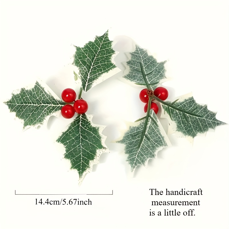 TEMU Ensemble de 55 pièces de rouges artificielles et de feuilles de houx - 15 feuilles et 40 - Faux fleurs/Gamme artificielle/Gamme