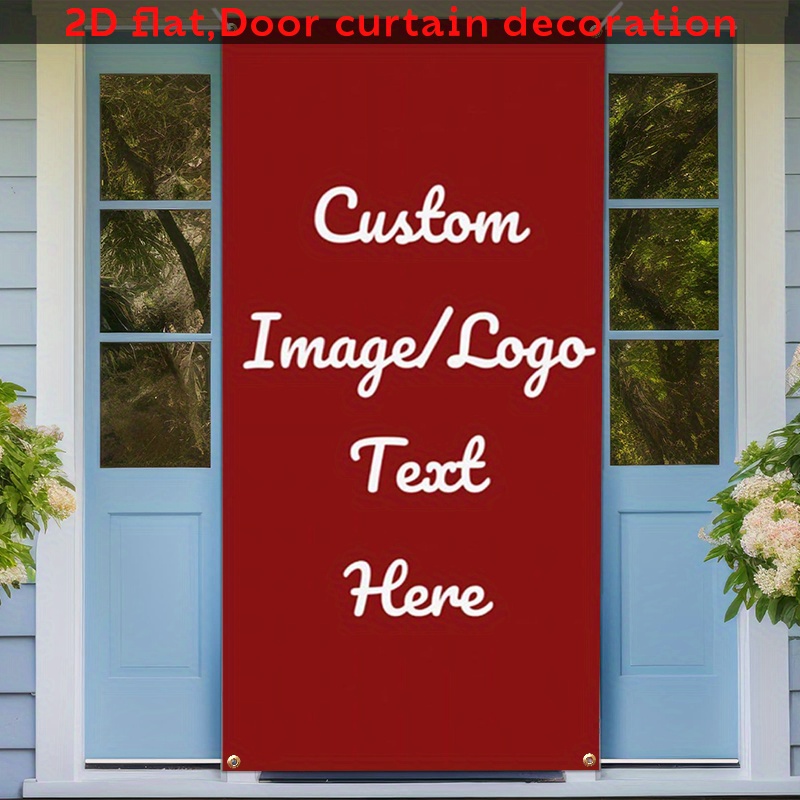 TEMU 2D Plat, Deurbanner 2D, [Feestachtergrond] 2D Plat Banner, 1 stuk Aanpasbare Deurbanner Gepersonaliseerde Deurhoes Veranda Banner met Uw Foto,