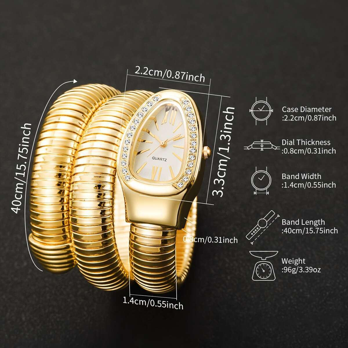 1pc of Women'S Gift Snake-Shaped Watch, Featuring a Unique And Elegant Design, a High-End Wrap-Around Quartz Wristwatch, Excluding The Watch Box