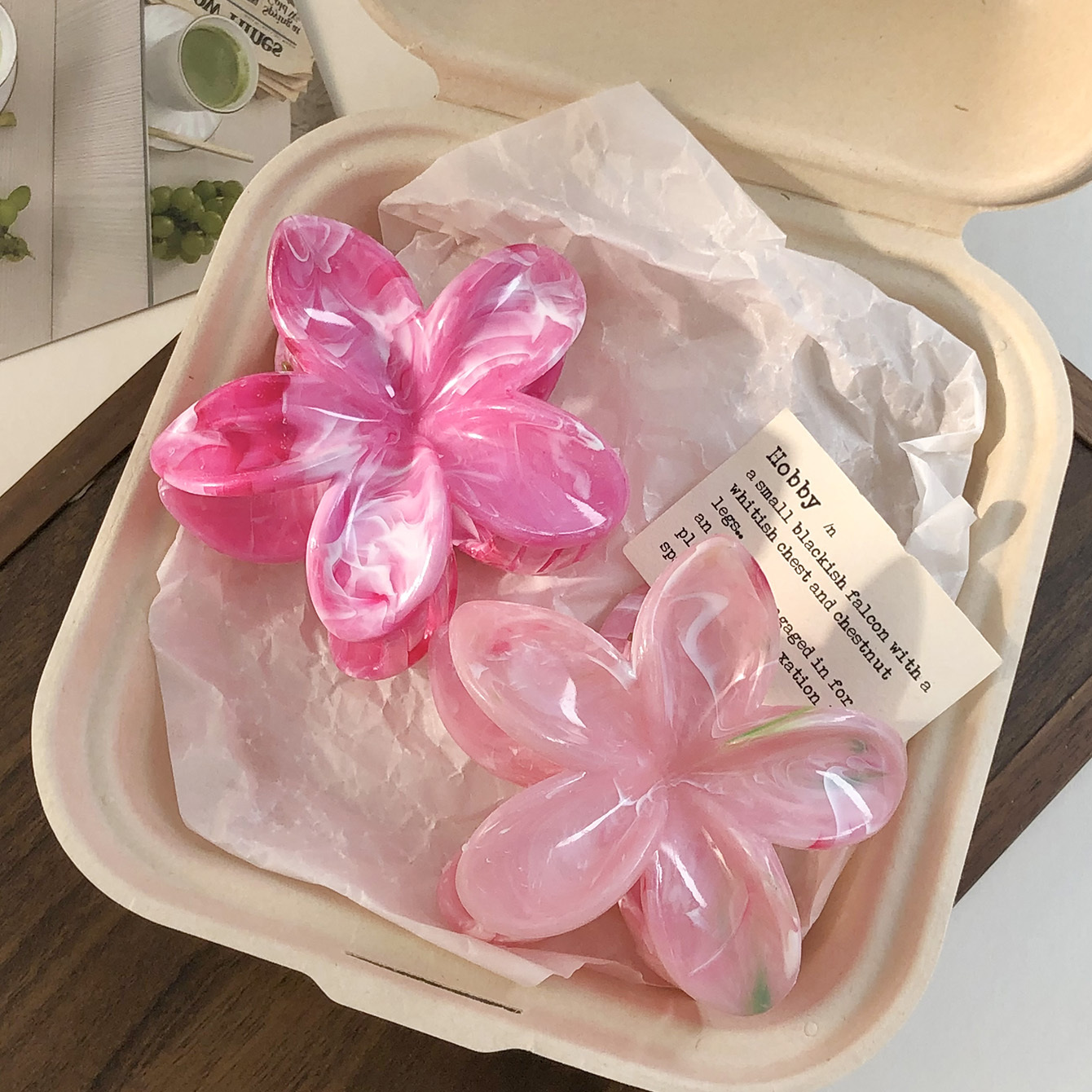 2pcs Colorful Marble Pattern Frangipani Hair Claw Bohemian Style Women's Back Of Head Half Tie Hair Styling Shark Clip Fashionable Exquisite High-end Versatile Hair Additions