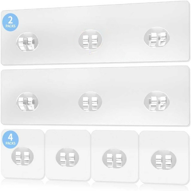 TEMU 6pcs Élégant Support de Douche Adhésif de Remplacement, Crochets et Bandes Adhésives pour Support de Douche et Étagère de Salle de Bain, Pas de