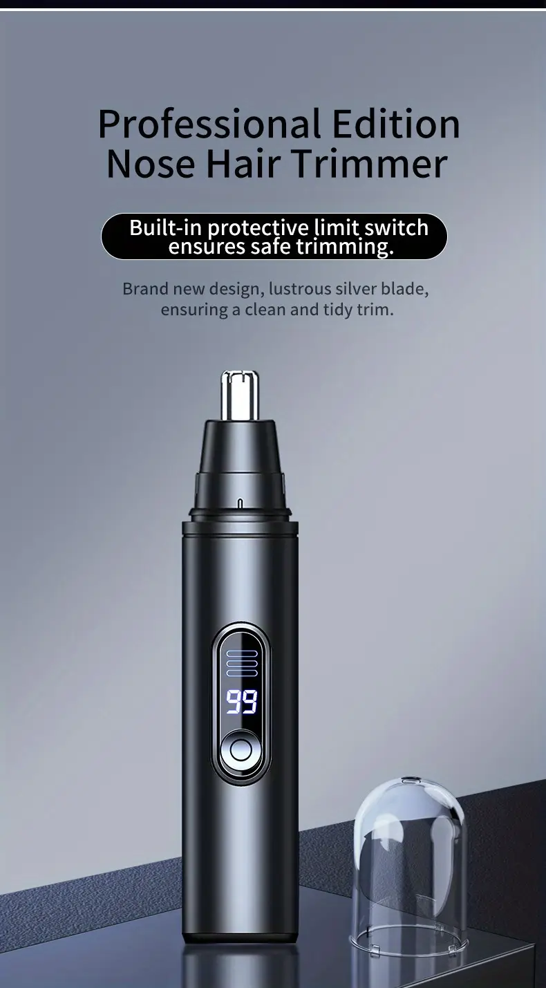 usb rechargeable electric nose hair trimmer with led   blades   facial hair removal for men women safe pruning type c charging durable   ideal grooming   essential compact size   personal hygiene sleek style lightweight construction mens grooming Product details 3