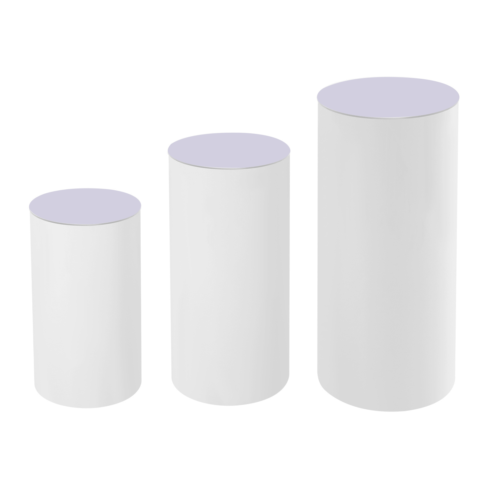 TEMU 3pcs Cylinder Pedestal Stand Set, White Round Freestanding Display Holder, Pvc Acrylic Pillar Display Stand For Wedding Party Commercial Decor