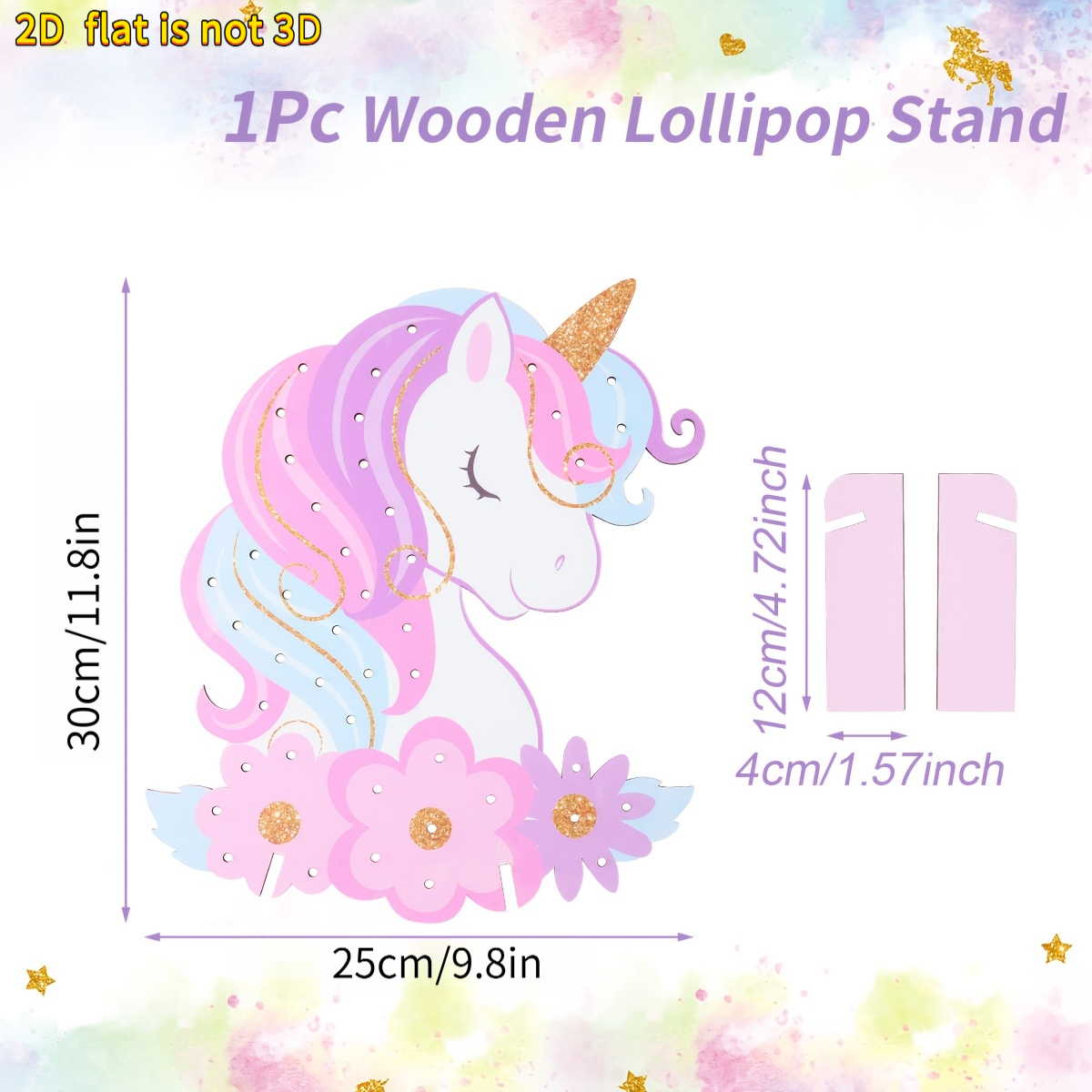 TEMU 1pc, Unicorn-shaped Wooden Lollipop Stand, Cute Pink Glitter Unicorn Tabletop Display Stand, Birthday Party Decoration, Wedding Bride Party