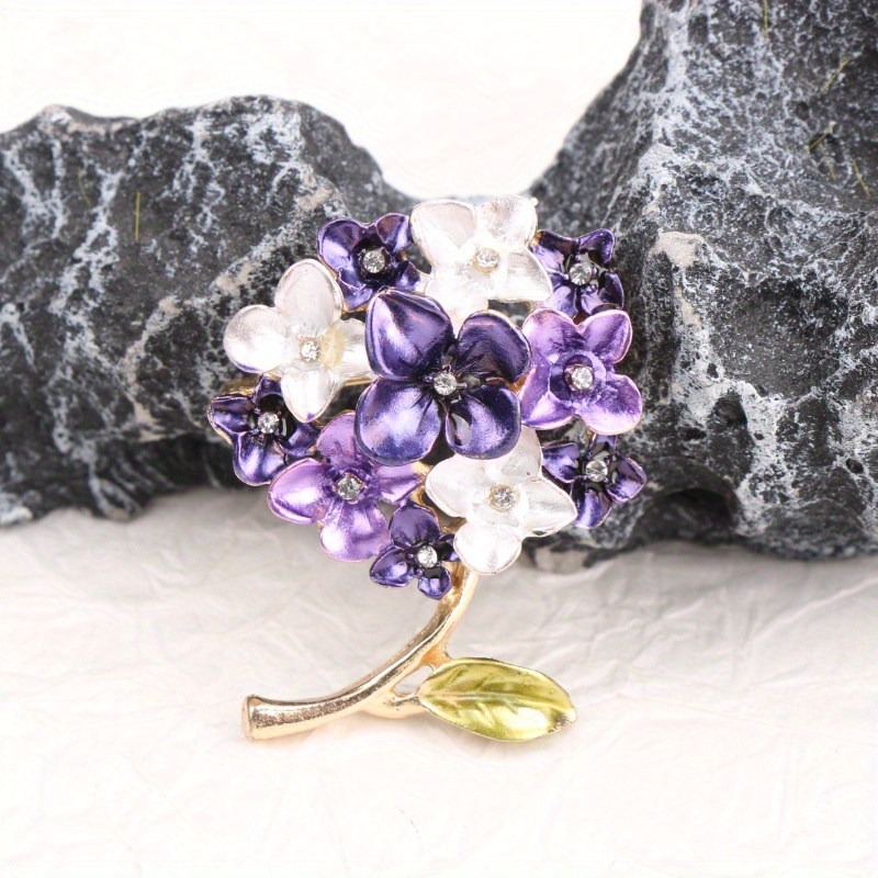 1pc Luxury Rhinestone & Enamel Brooch - & Lavender Flower Pin Suitable For Satin Dresses, Valentine' Day Parties, - Elegant Floral Accessory