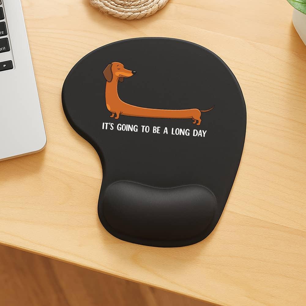TEMU Tappetino per Mouse Divertente con da Polso a Forma di - Design Carinissimo del Cane & "Sar� una Giornata Molto Long" Tavoletta Da Scrivania