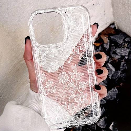phone case lace pattern air cushion transparent tpu phone case suitable for iphone 17 16 15 14 13 12 11 pro 7 8 plus 3 xr x xs