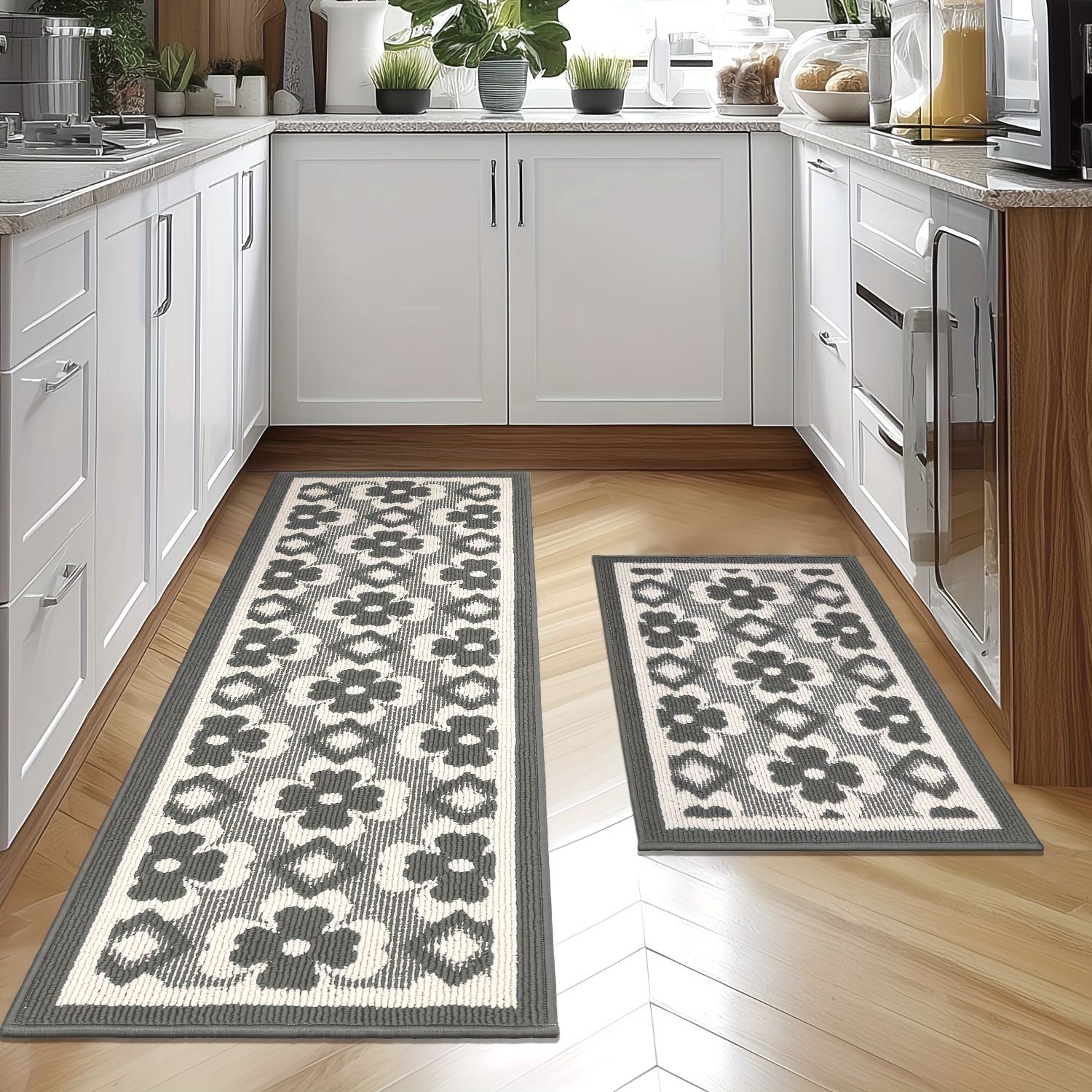 TEMU Kitchen Rugs And Mats Non Skid Washable Set Of 2pcs, Absorbent Runner Rugs For Kitchen, , Kitchen Mats For Floor, 20"x 32"+20"x 60"