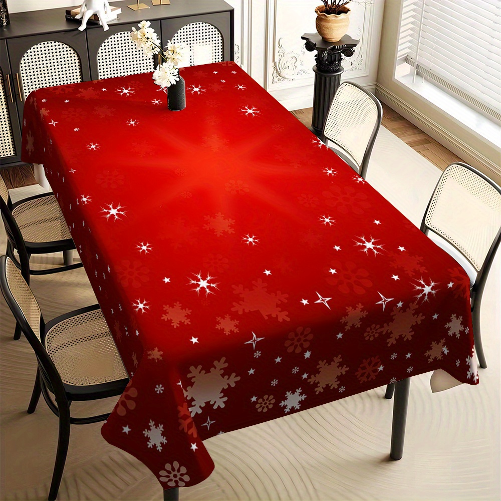 

Nappe Rouge à de Neige de Noël - Polyester, Rectangulaire, Parfaite pour les Repas de Fête & les Fêtes, Rectangulaire