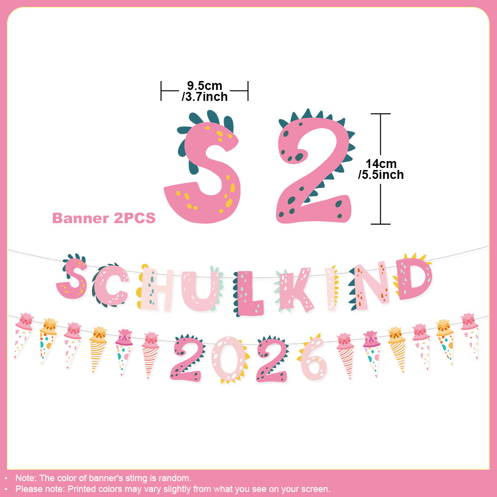 Image of Party Banner, Back To School Banner, German 'schulkind' Banner, 2026 Back-to-school Banner, Suitable For Classroom Decoration On Day Of School, Pink Is Suitable For Girls