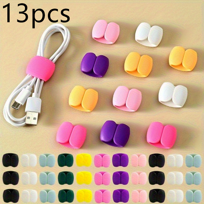 TEMU 13 Random Color Multi-functional Cable Clips - Durable Prevents Charging Cables, Headphones, And Earbuds From Tangling - Convenient Storage And