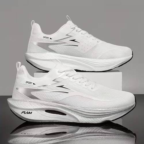 larawan ng item yl carbon plate sneakers - magaan at cushioned na pangtakbo na may slip-resistant na tpu sole, gradient white/blue na low-top sneakers, angkop para sa gym training at casual wear - breathable na athletic footwear