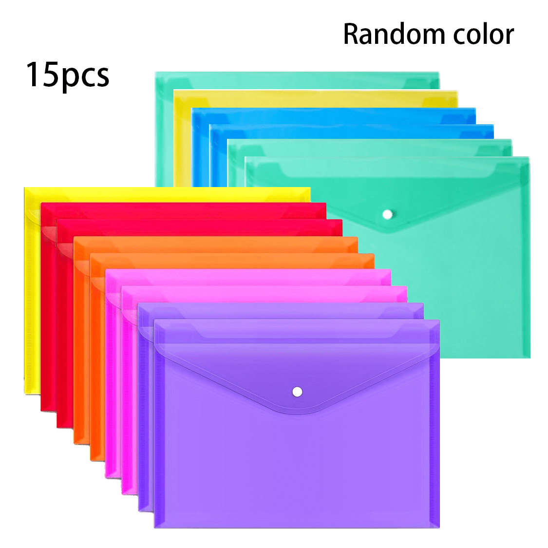 TEMU 15pcs A4 Clear Plastic Folders, Letter Size Snap Button File Folders, Colorful Folders For Organizing Documents At School, Office And Home,