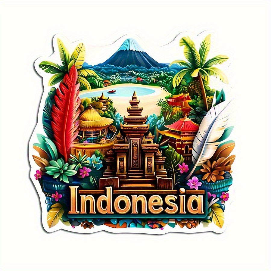 TEMU Bali Indonesia Magnetic Fridge Magnets Suitable For Refrigerators, Kitchens, Offices - Balinese Temple Decor With Mint Green , Strong Adhesive