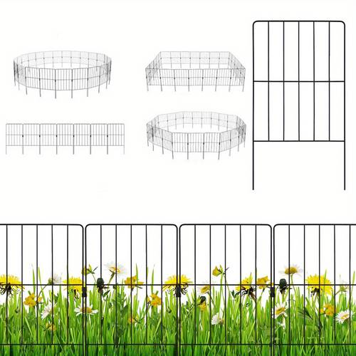 25 paquets de clôture décorative pour jardin, total 27ft(l) x 24in (h) barrière pour animaux de jardin