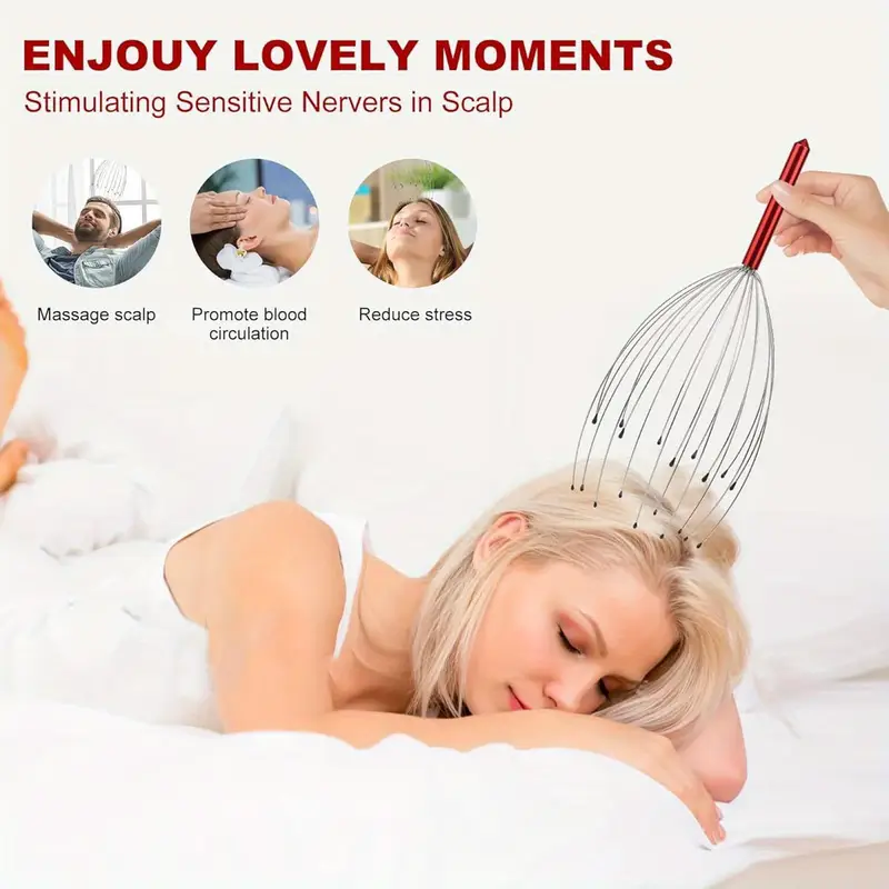 20 finger scalp massager with interchangeable heads ergonomic handles portable handheld body head scratcher for stress tension muscle ideal christmas gift for men women gift box scalp massager for head body relaxation tool durable construction Product details 2